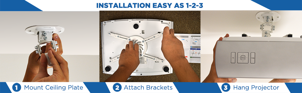 QualGear QG-PM-002-WHT-S Projector Ceiling Mount | Adjustable Home Theater Mount