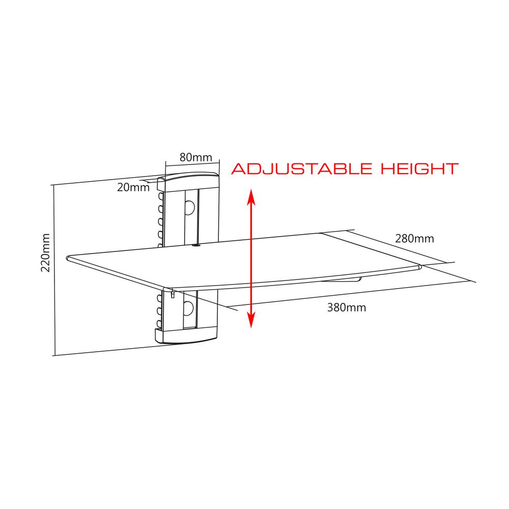QualGear UL Listed Universal Single Shelf Wall Mount for A/V Components, Black (QG-DB-001-BLK)
