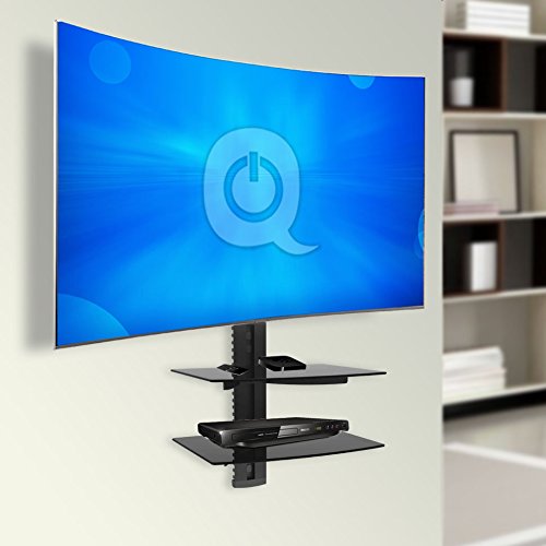 QualGear Universal Dual Shelf Wall Mount for A/V Components upto 8kgs/17.6lbs(x2), Black (QG-DB-002-BLK)
