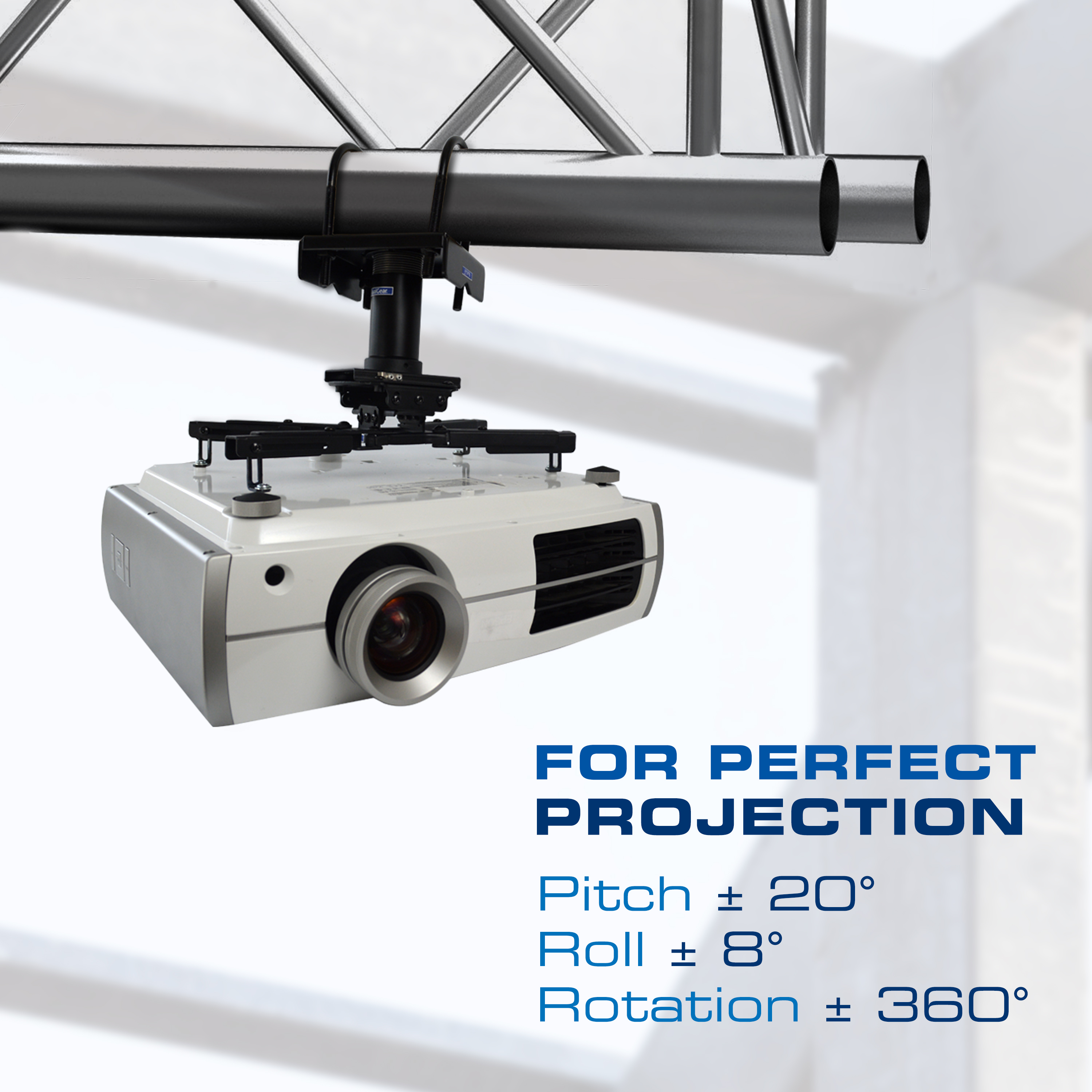 QualGear Pro-AV QG-KIT-TA-3IN-B Projector Mounting Kit - Projector Mount with a Truss Ceiling Adapter and a 3 inch 1.5-Inch NPT Threaded Pipe in Black