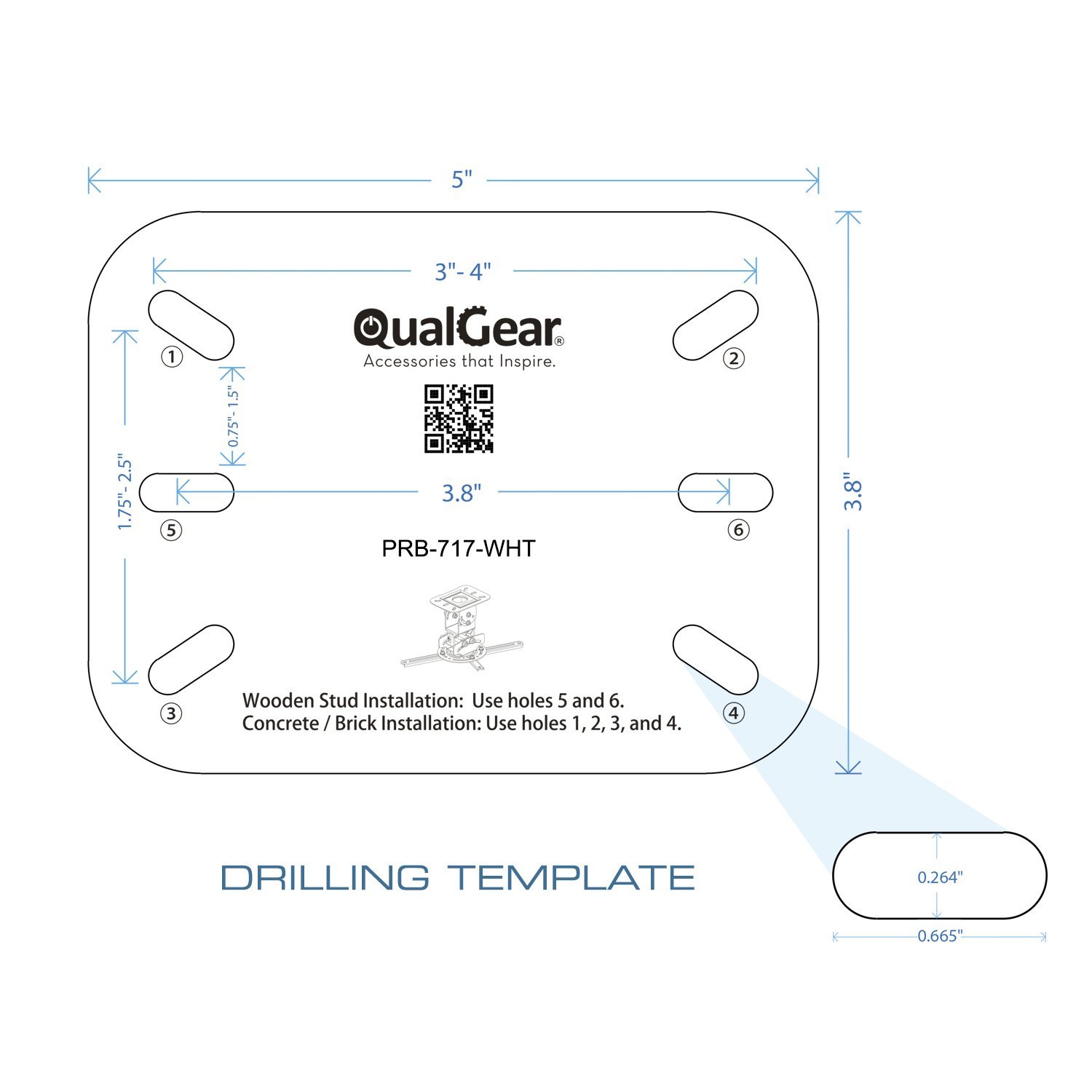 QualGear PRB-717-WHT Universal Ceiling Mount Projector Accessory