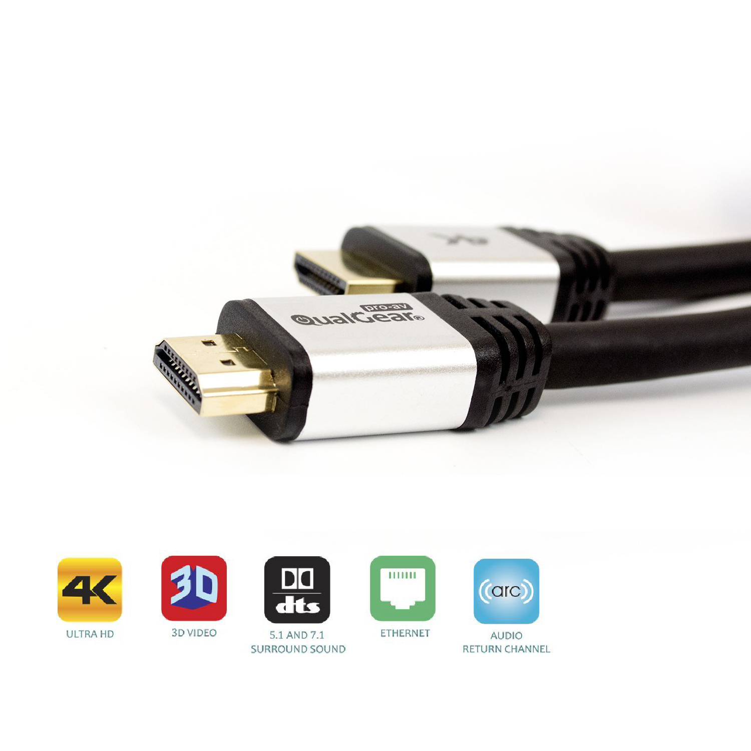 Qualgear 25 Feet High-Speed Long HDMI 2.0 Cable with 24K Gold Plated Contacts, Supports 4K Ultra HD, 3D, 18 Gbps, Audio Return Channel,CL3 Rated for In-Wall Use (QG-CBL-HD20-25FT)
