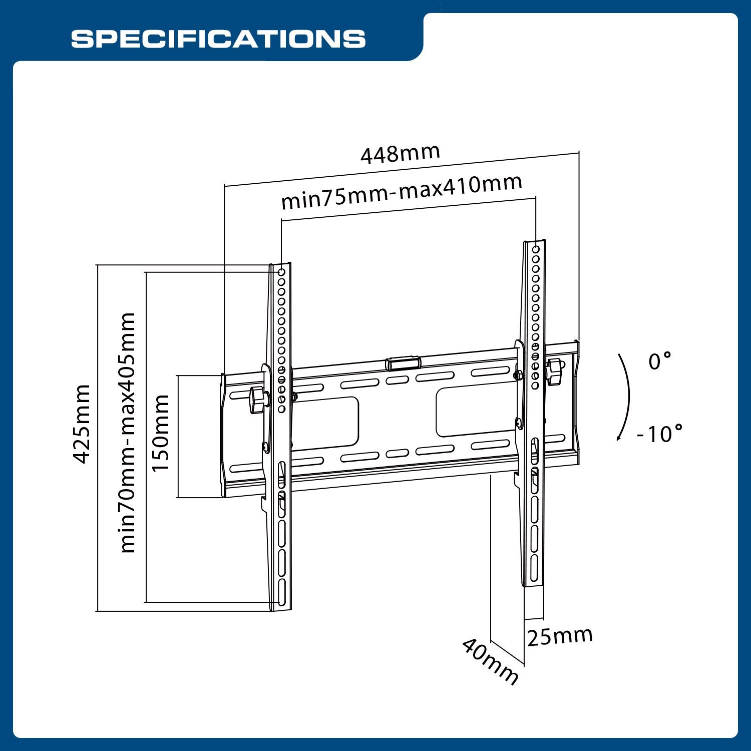 QualGear QG-TM-T-015 Universal Low Profile Tilting TV Wall Mount for 32-55 Inches LED TV, Black