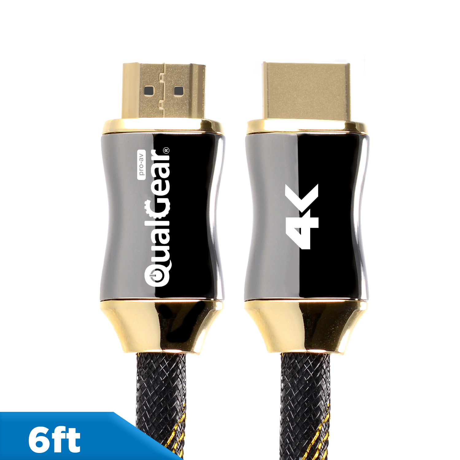 QualGear 6 Feet High Speed HDMI Premium Certified 2.0b cable with 24K Gold Plated Contacts, Supports 4K Ultra HD, 3D, 18Gbps, Audio Return Channel,100% OFC Copper, Ethernet (QG-PCBL-HD20-6FT)