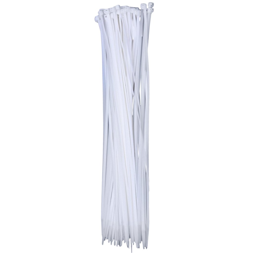 QualGear CT6-W-100-P 14-Inch Self-Locking Cable Ties - White (Pack of 100)