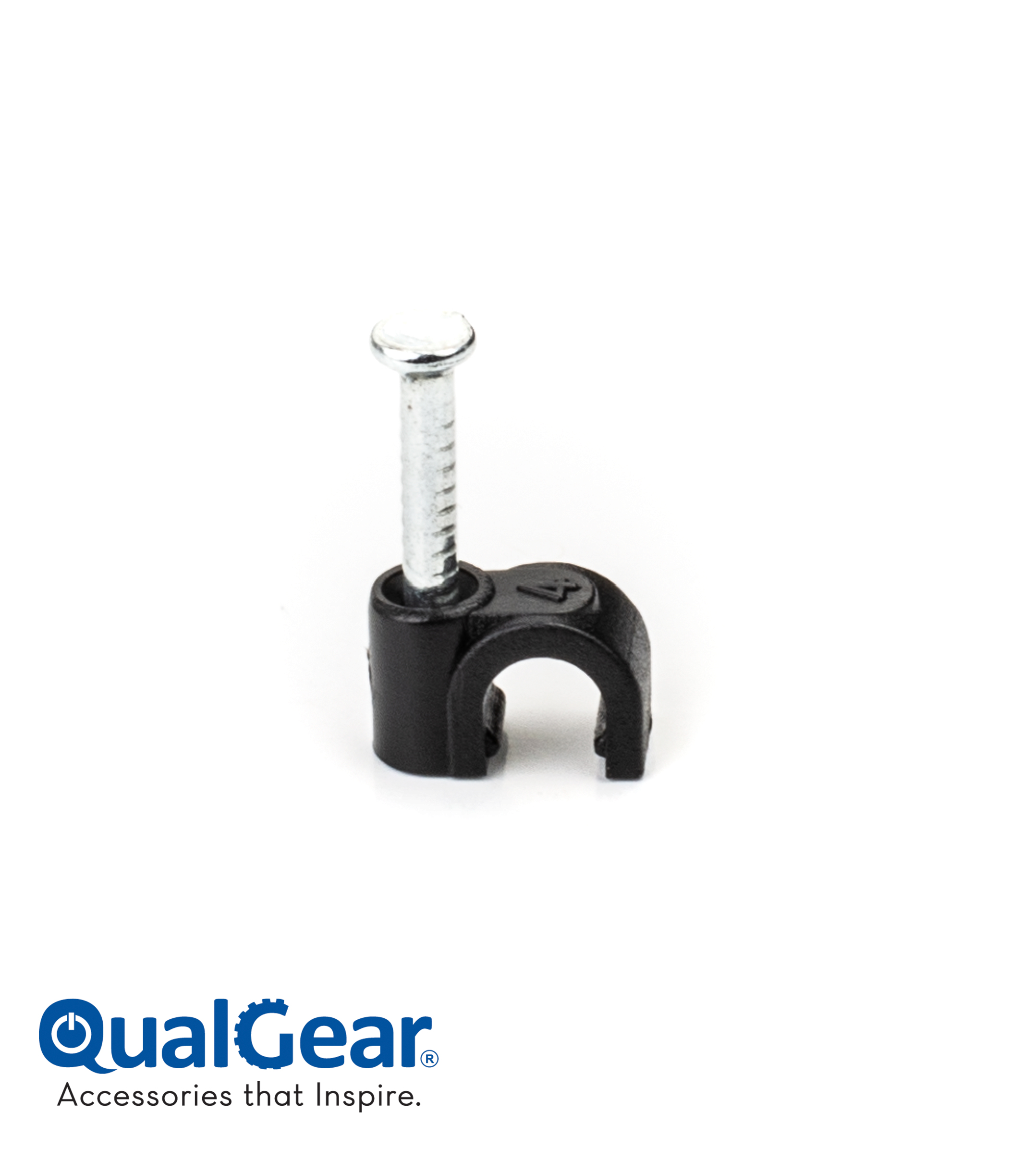 QualGear 4mm Cable Clips, Black, 100 Pack, CC4-B-100-P