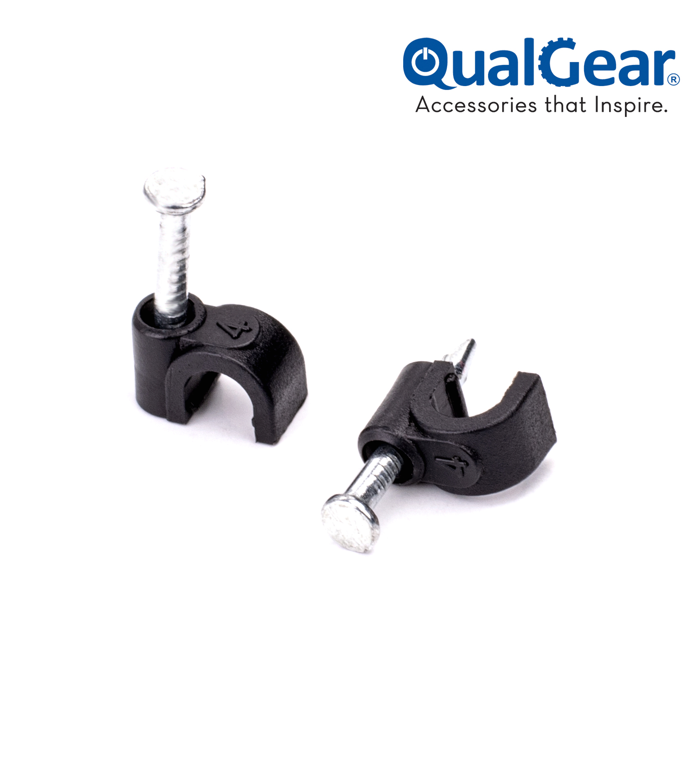 QualGear 4mm Cable Clips, Black, 100 Pack, CC4-B-100-P