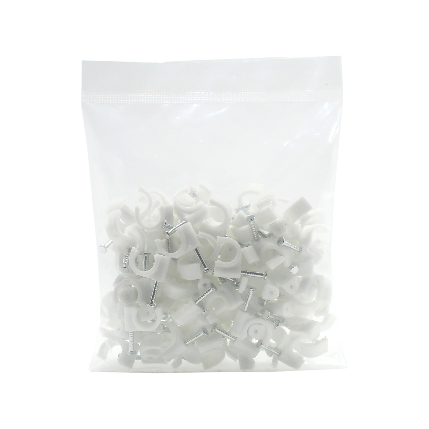QualGear 8mm Cable Clips, White, 100 Pack, CC8-W-100-P