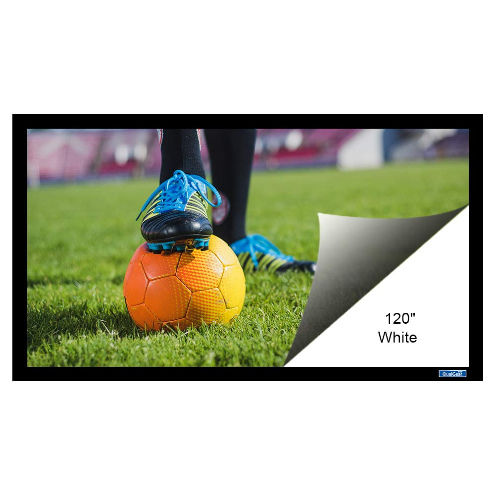 QualGear QG-PS-FF6-169-120-W 16:9 Fixed Frame Projector Screen, 120-Inch, 4K HD Ultra White 1.2 Gain