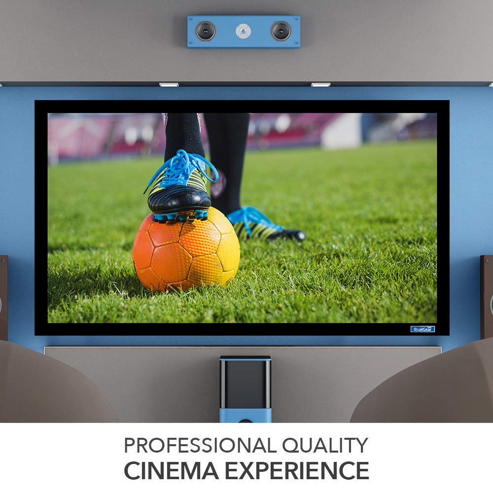 QualGear QG-PS-FF6-169-150-W 16:9 Fixed Frame Projector Screen, 150-Inch 4k HD Ultra White 1.2 Gain