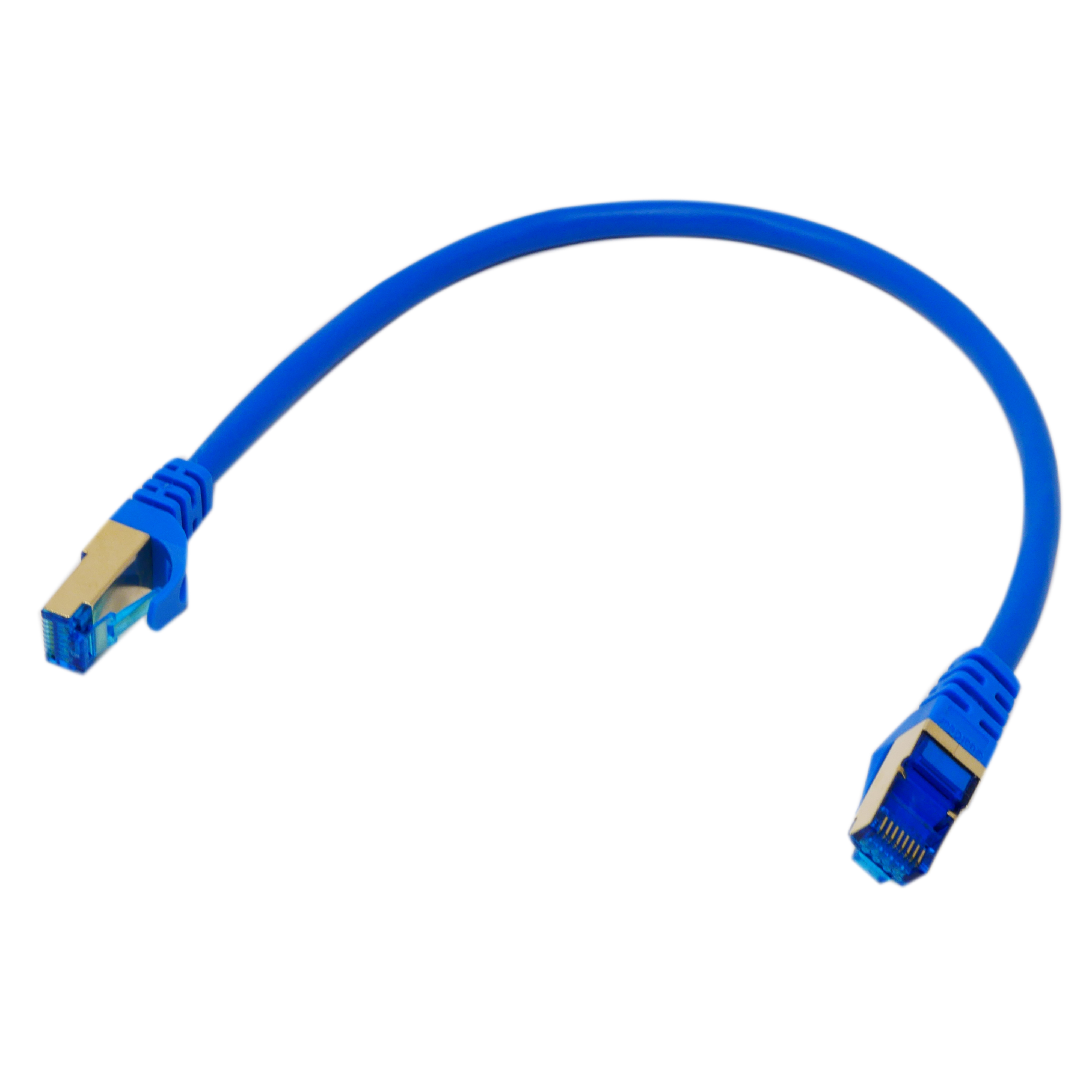 QualGear QG-CAT7R-1FT-BLU CAT 7 S/FTP Ethernet Cable Length 1 feet - 26 AWG, 10 Gbps, Gold Plated Contacts, RJ45, 99.99% OFC Copper, Color Blue 