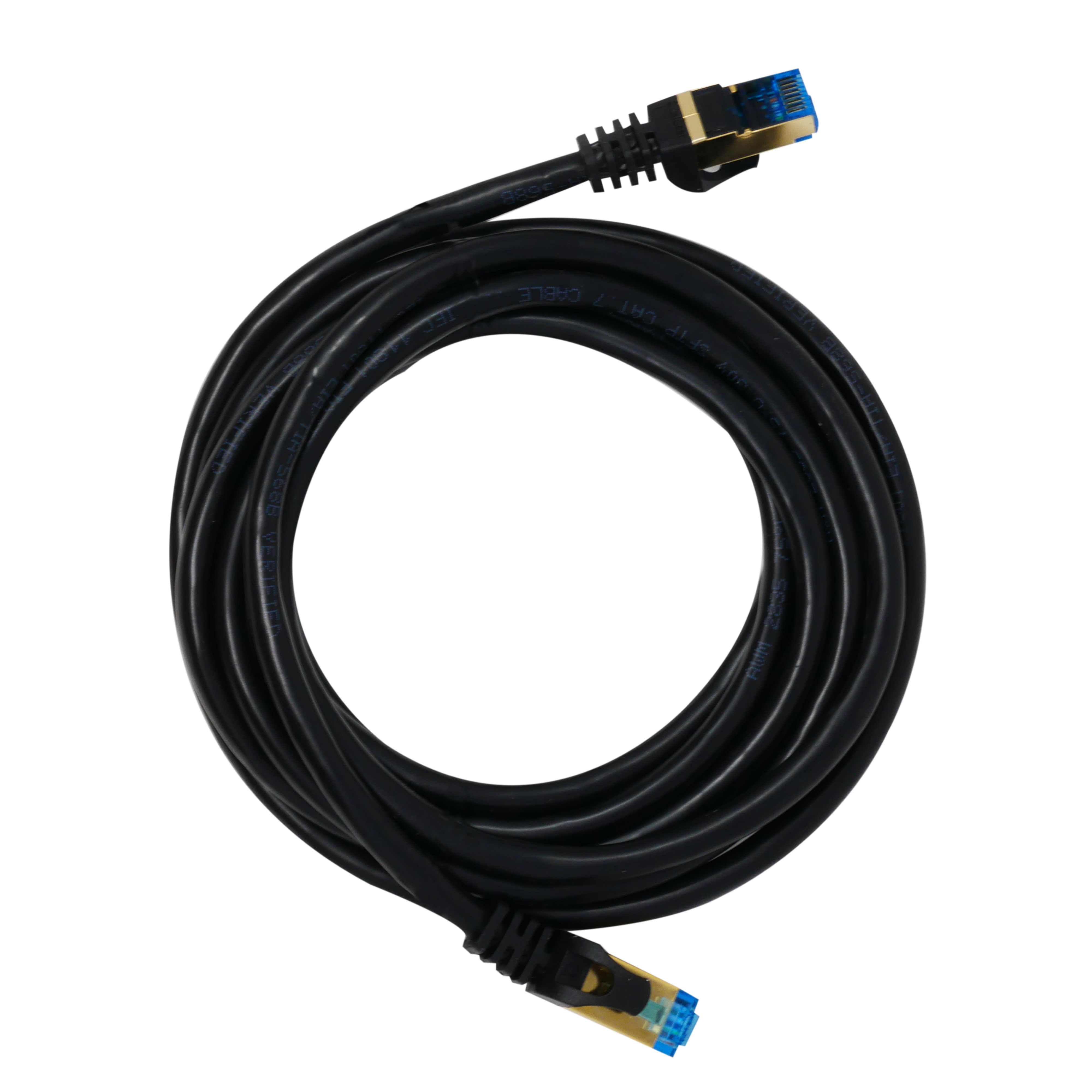 QualGear QG-CAT7R-6FT-BLK CAT 7 S/FTP Ethernet Cable Length 6 feet - 26 AWG, 10 Gbps, Gold Plated Contacts, RJ45, 99.99% OFC Copper, Color Black 