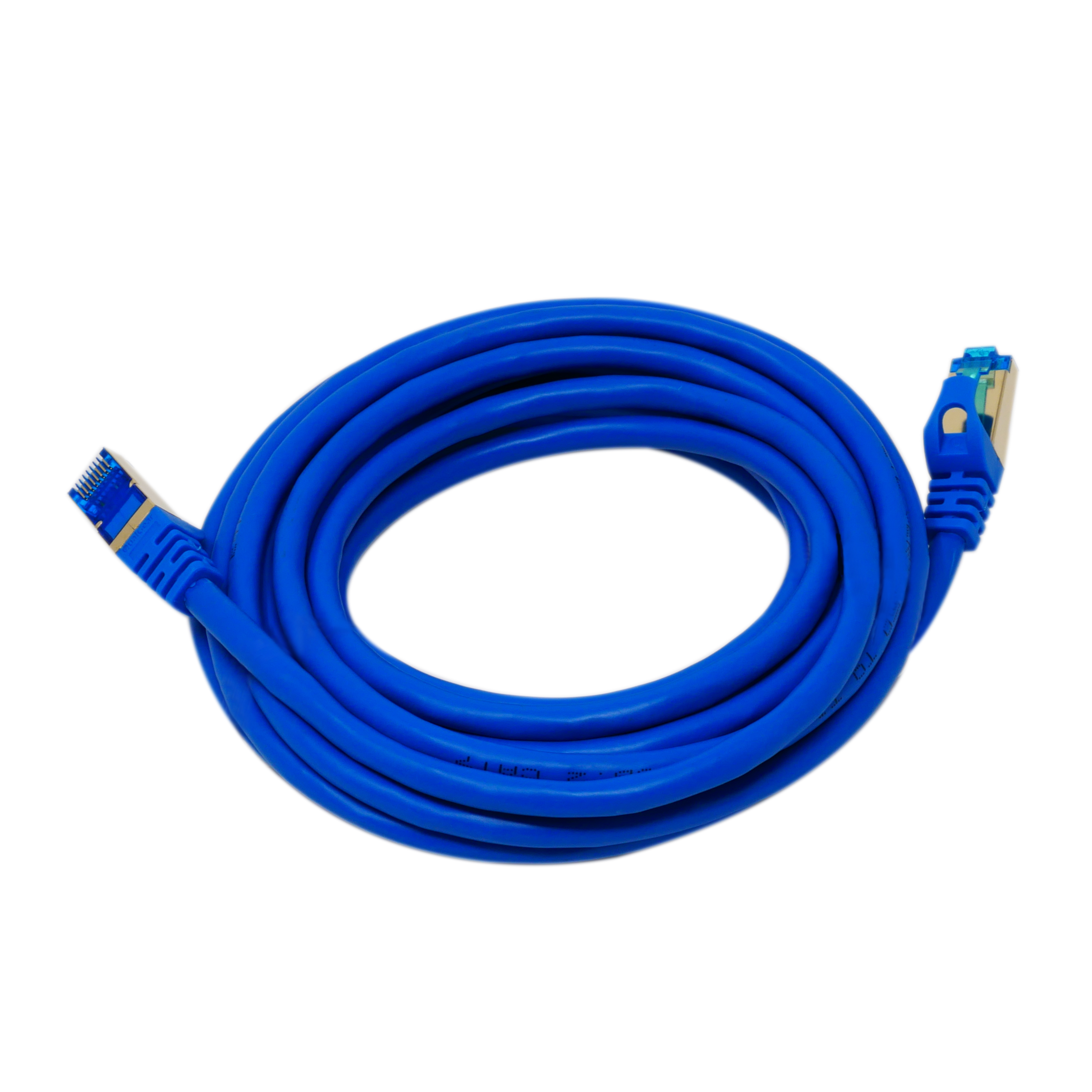 QualGear QG-CAT7R-15FT-BLU CAT 7 S/FTP Ethernet Cable Length 15 feet - 26 AWG, 10 Gbps, Gold Plated Contacts, RJ45, 99.99% OFC Copper, Color Blue 