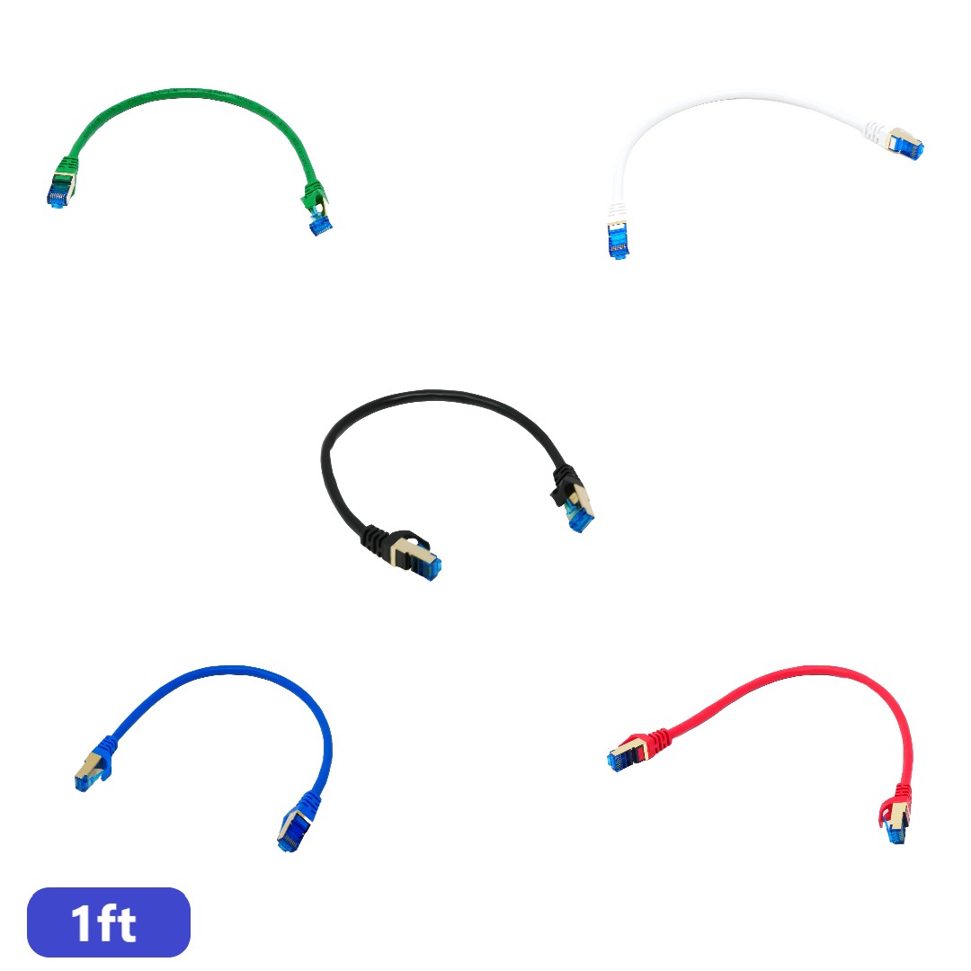 QualGear RJ45 Cat 7 Ethernet Patch Cable, 10Gpbs High-Speed Cable, 600MHz, Triple-Shielded, Round